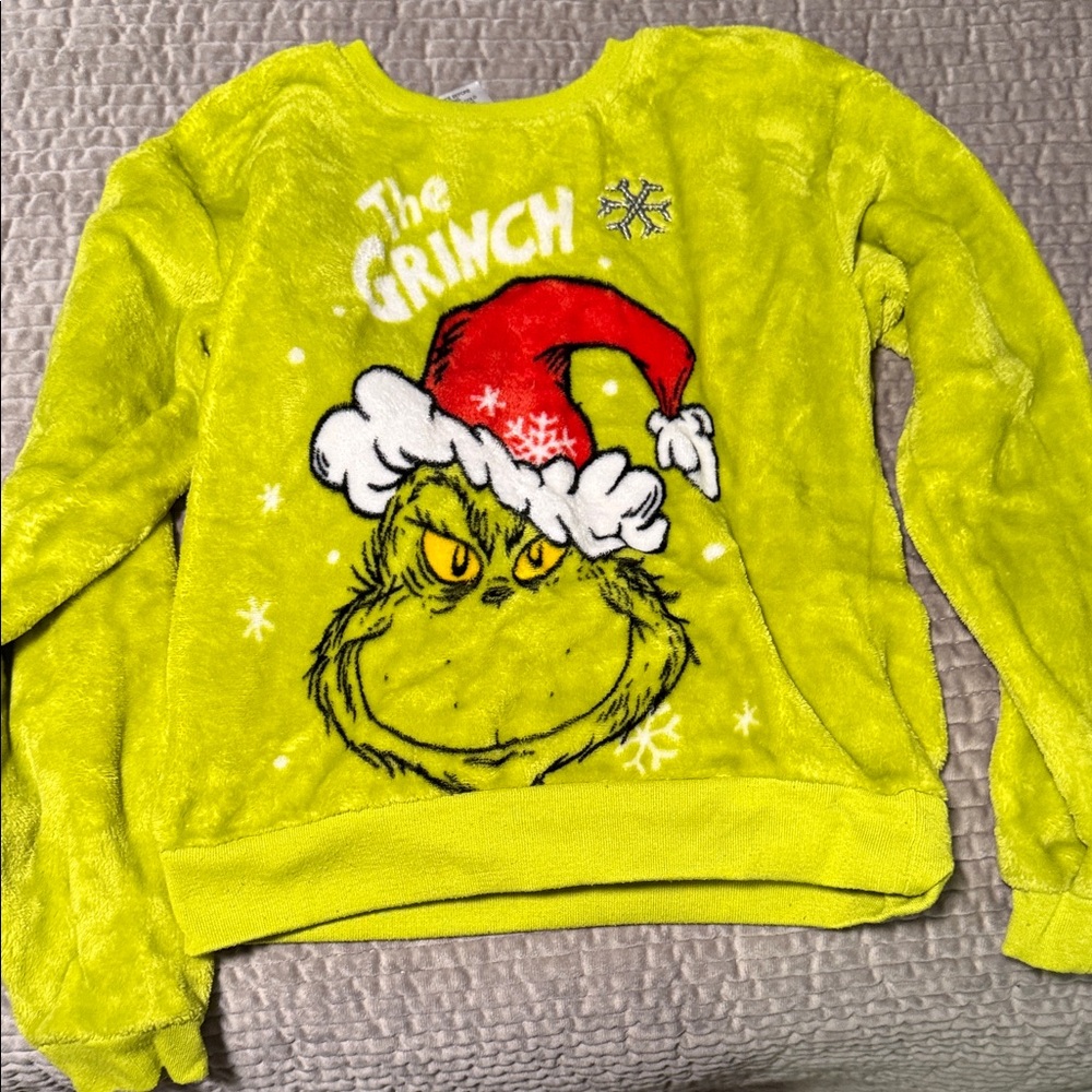 The Grinch Fuzzy Green Sweater Kids Size 8 SMOKE FREE HOME